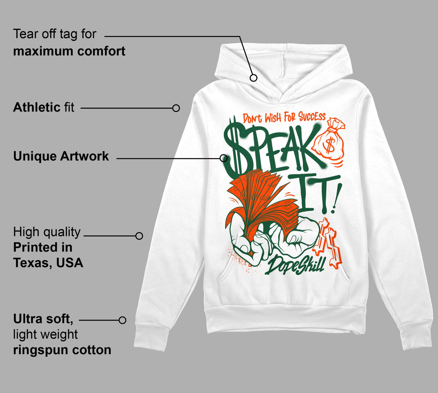 Dunk Team Dark Green Orange DopeSkill Hoodie Sweatshirt Speak It Graphic