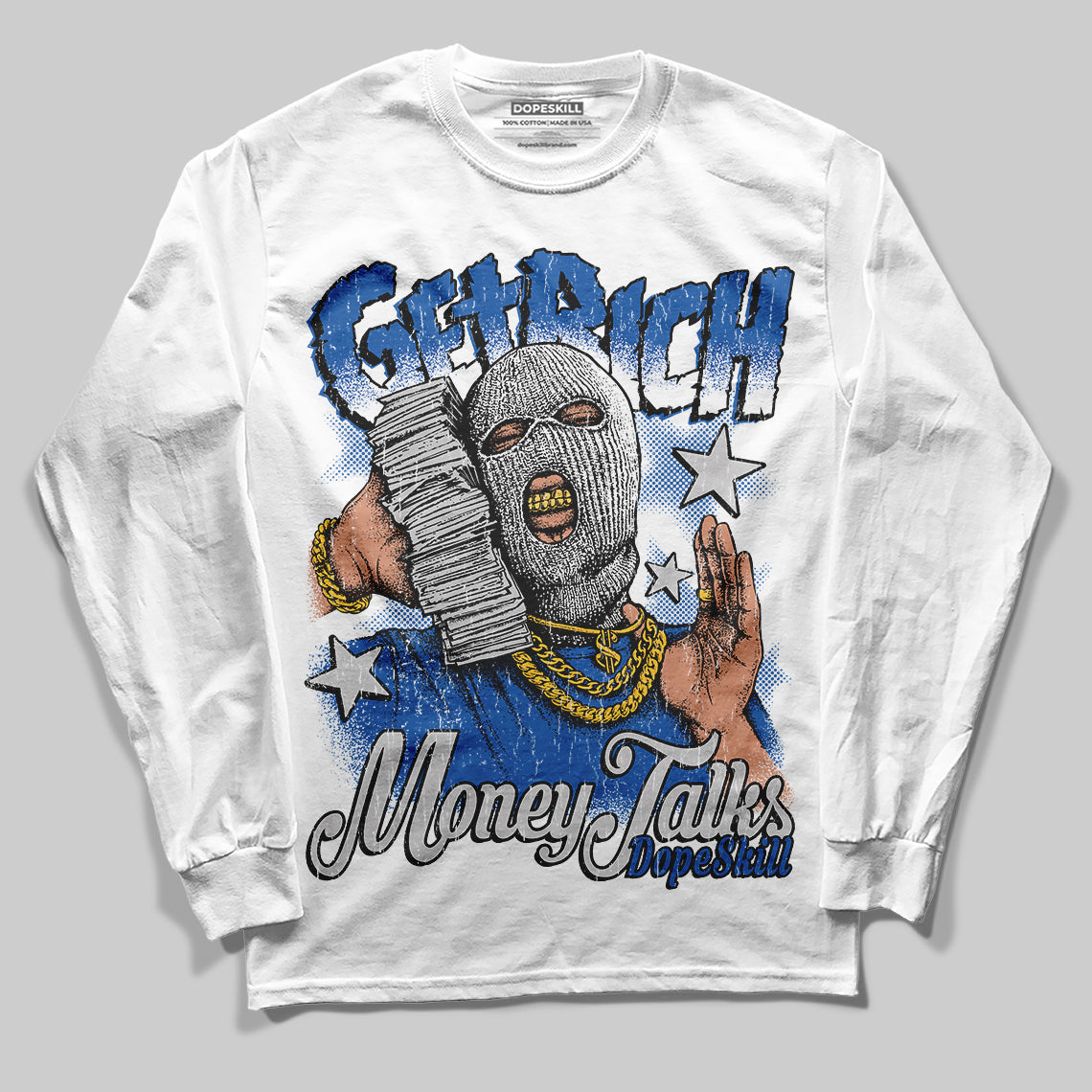 Blueberry 12s DopeSkill Long Sleeve T-Shirt Get Rich Graphic