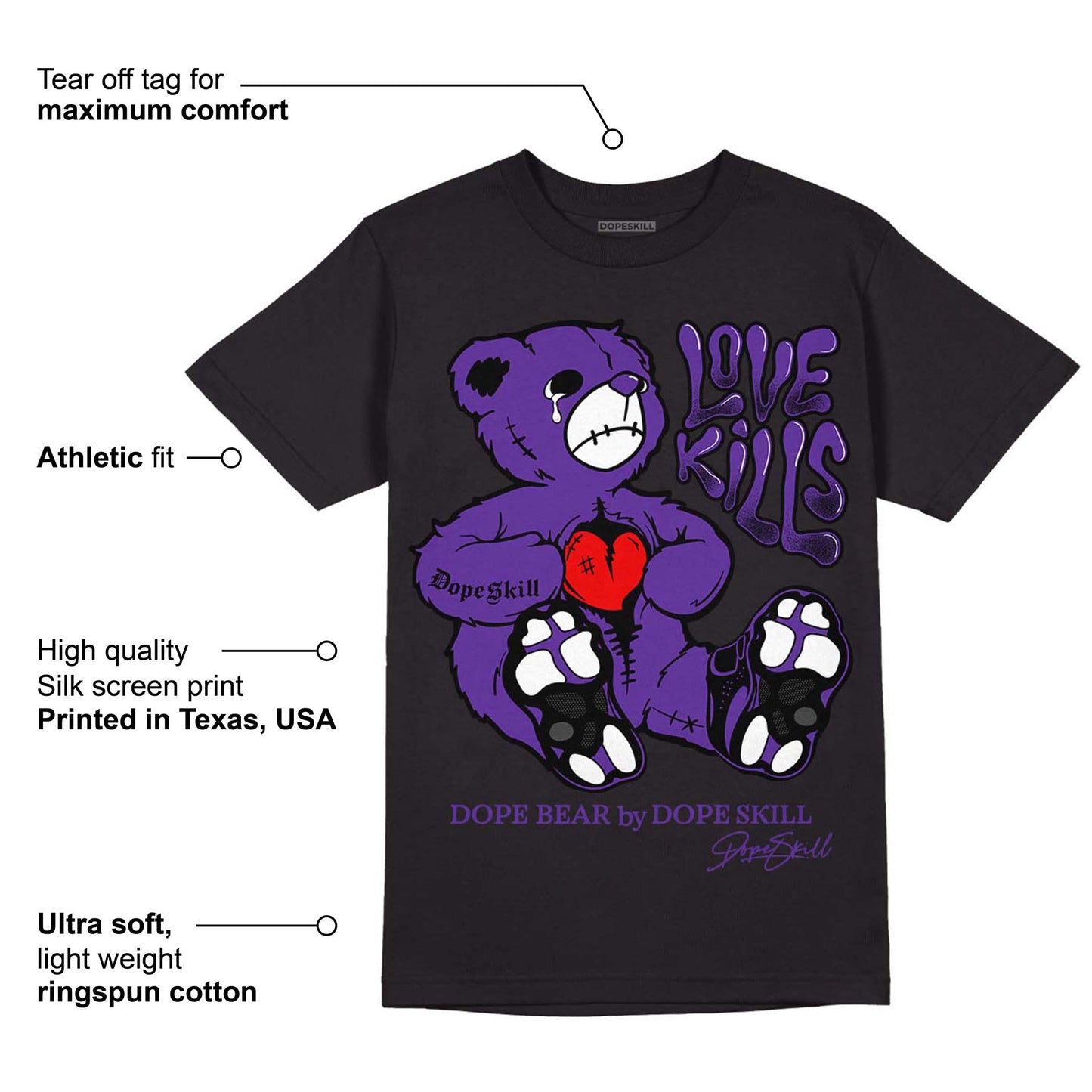 Court Purple 13s DopeSkill T-Shirt Love Kills Graphic