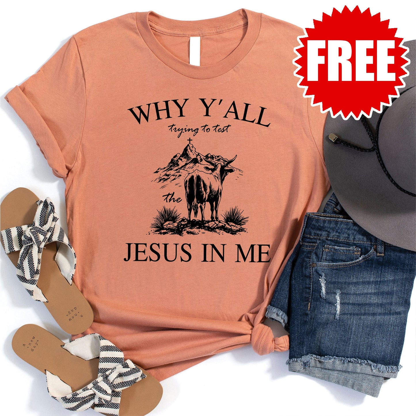 Jesus In Me Tee - Heather Terracotta - 0