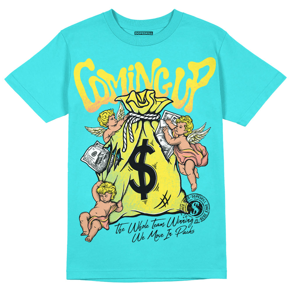 Cyan Burst 9060 DopeSkill Virtual Blue T-Shirt Money Bag Coming Up Graphic