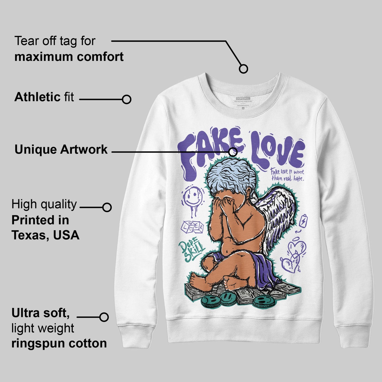 Grape 5s DopeSkill Sweatshirt False Love Graphic