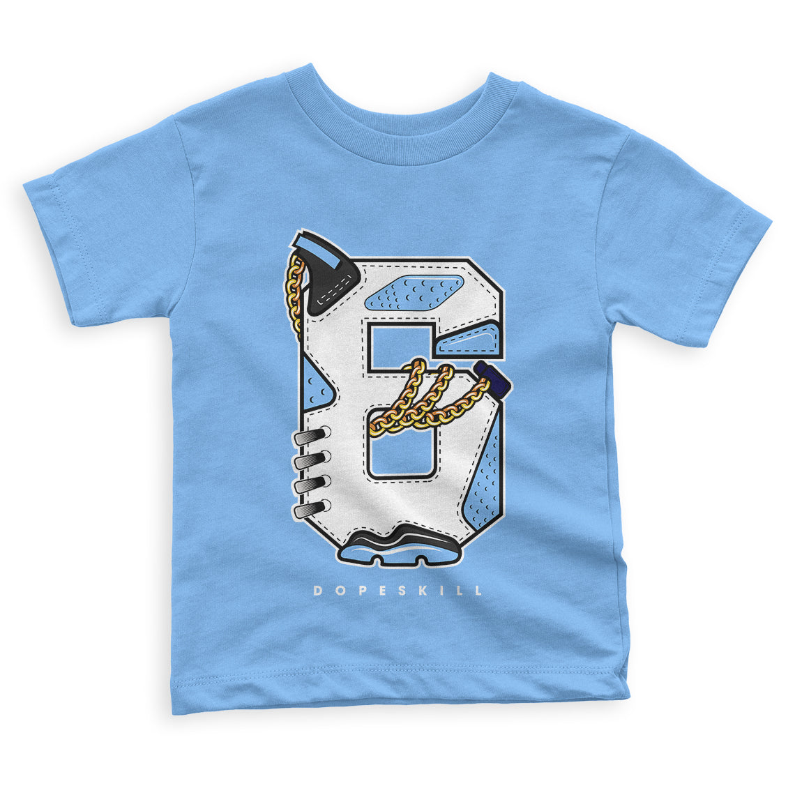 University Blue 6s DopeSkill Toddler Kids T-shirt Number No.6 Graphic - University Blue T-shirt