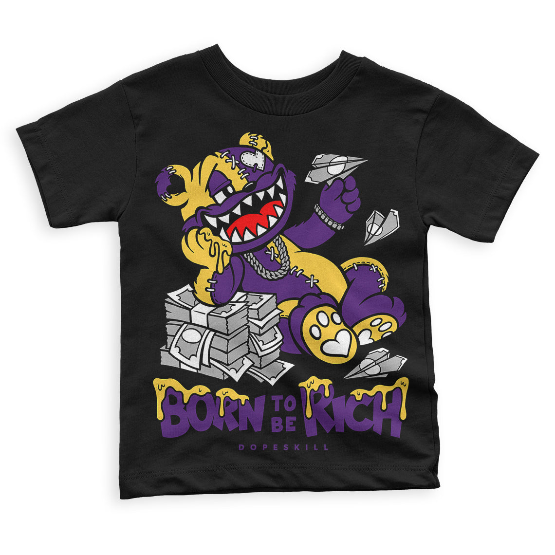Field Purple 12s DopeSkill Toddler Kids T-shirt Born To Be Rich Graphic