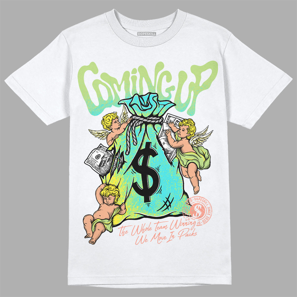 Cyan Burst 9060 DopeSkill T-Shirt Money Bag Coming Up Graphic