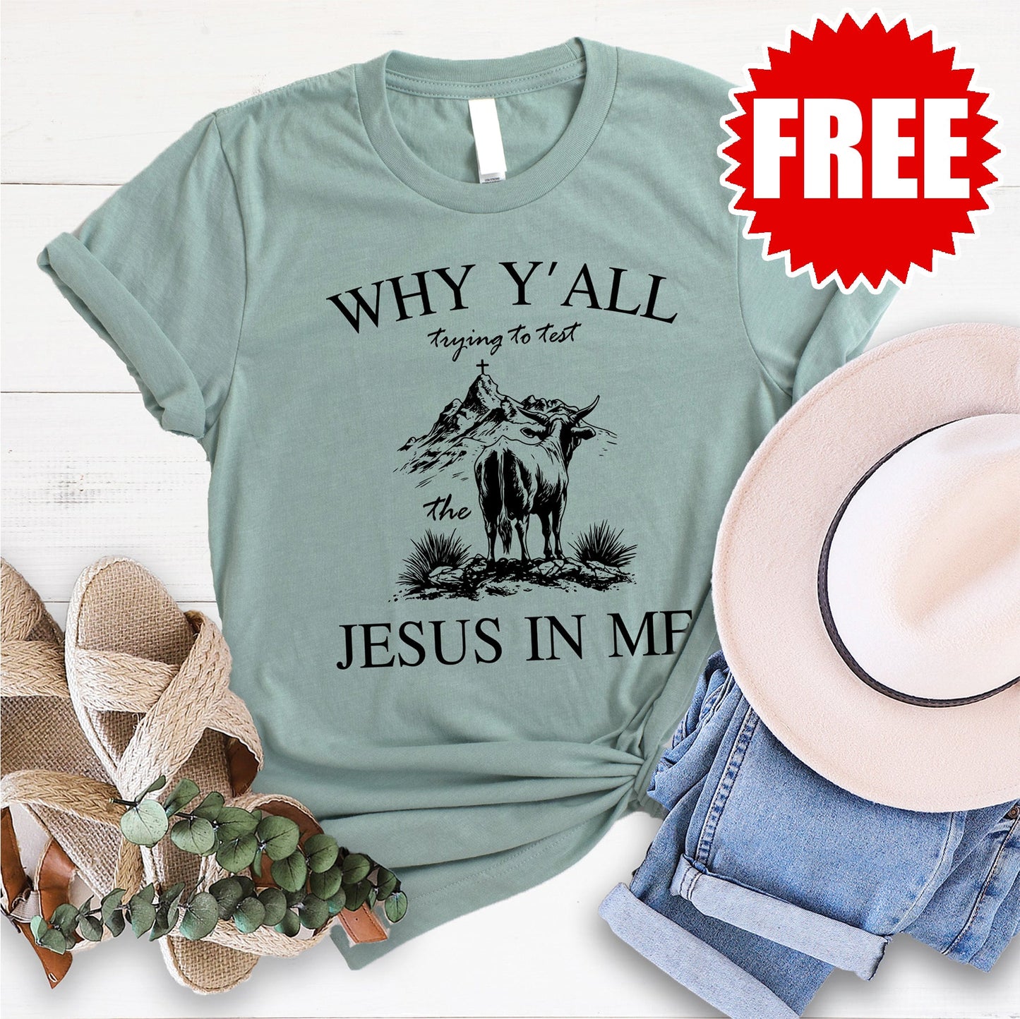 Jesus In Me Tee - Heather Sage - 0