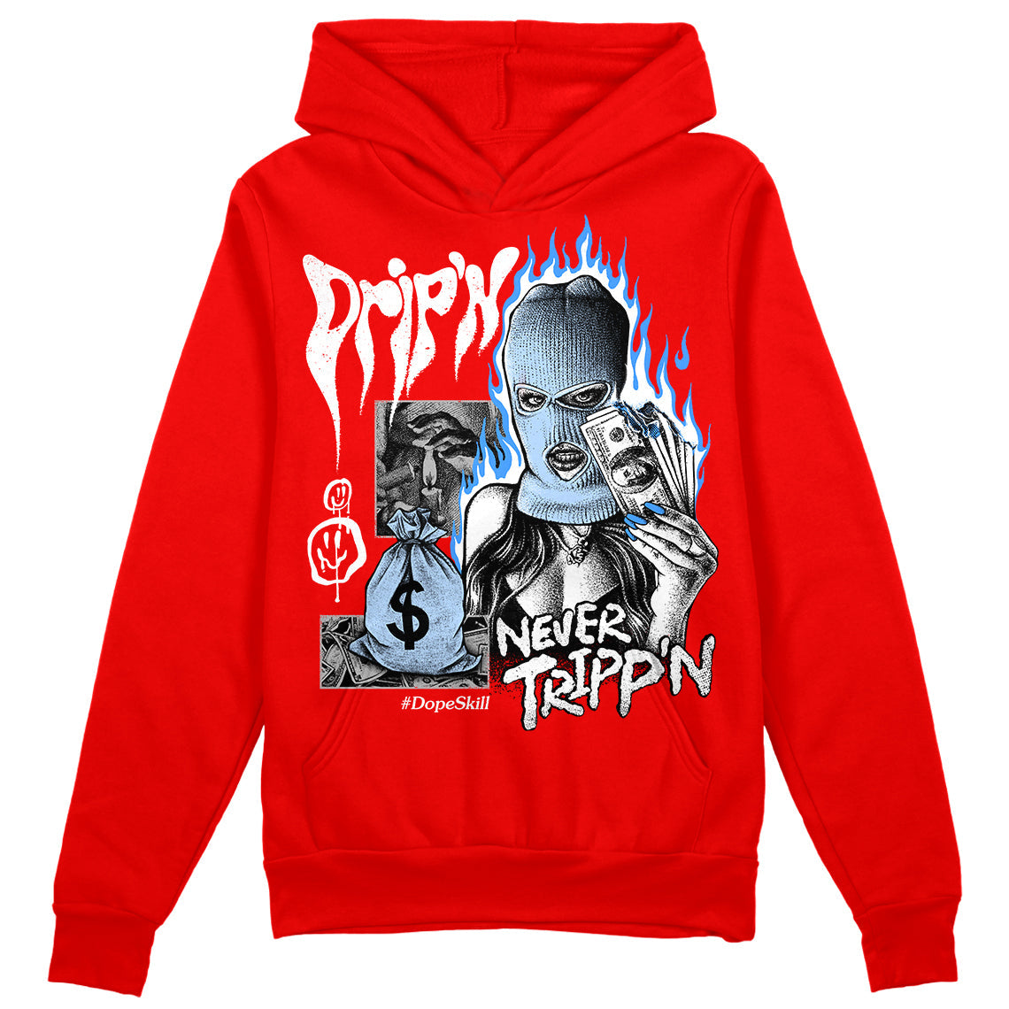 Cherry 11s DopeSkill Varsity Red Hoodie Sweatshirt Drip'n Never Tripp'n Graphic