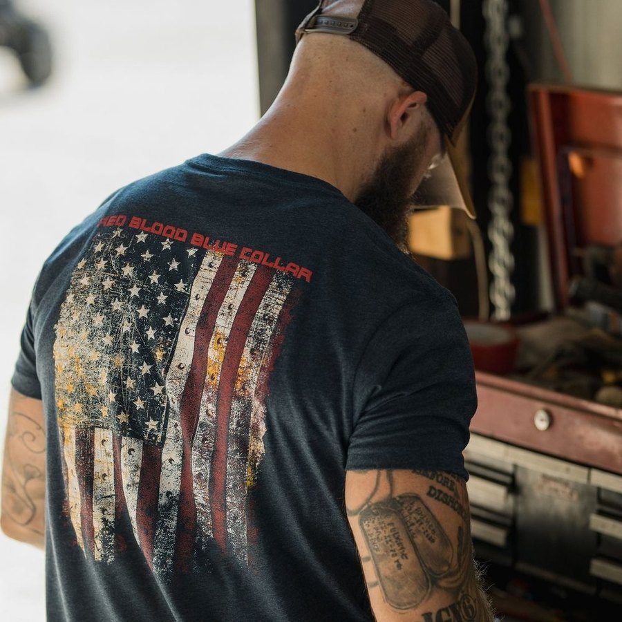 Red Blood Blue Collar¬Æ T-Shirt - Midnight Navy
