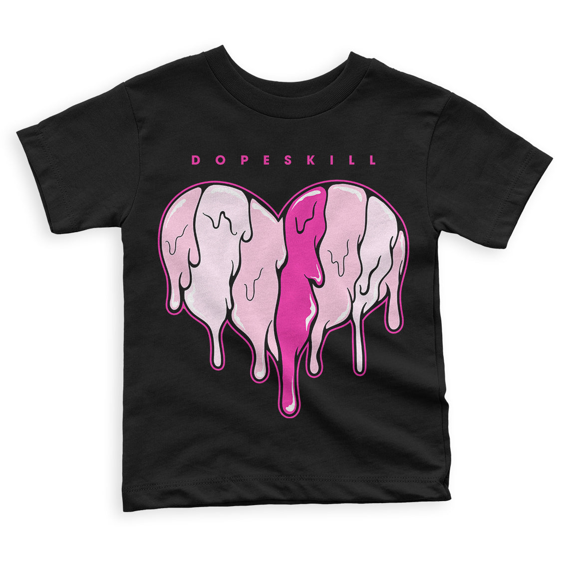 Triple Pink Dunk Low DopeSkill Toddler Kids T-shirt Slime Drip Heart Graphic