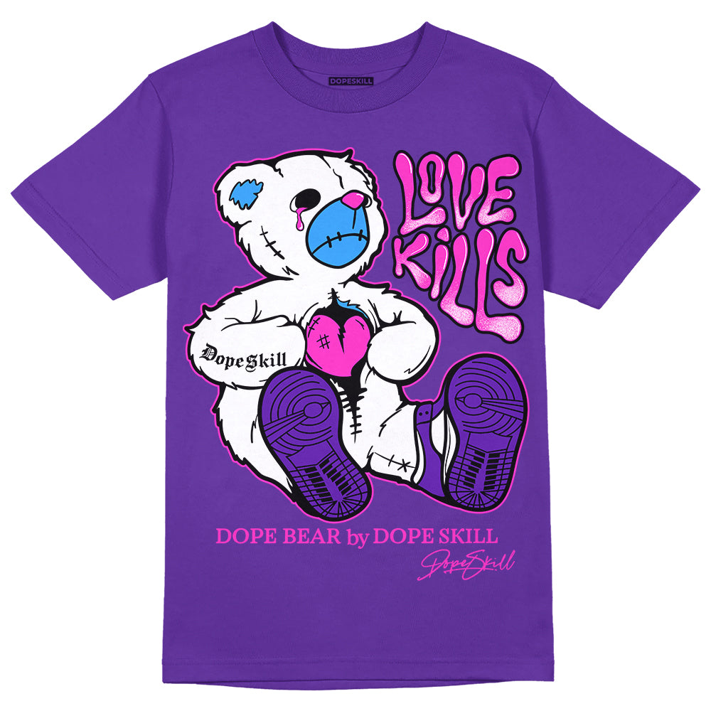 Dunk Purple Championship Court White DopeSkill Purple T-shirt Love Kills Graphic