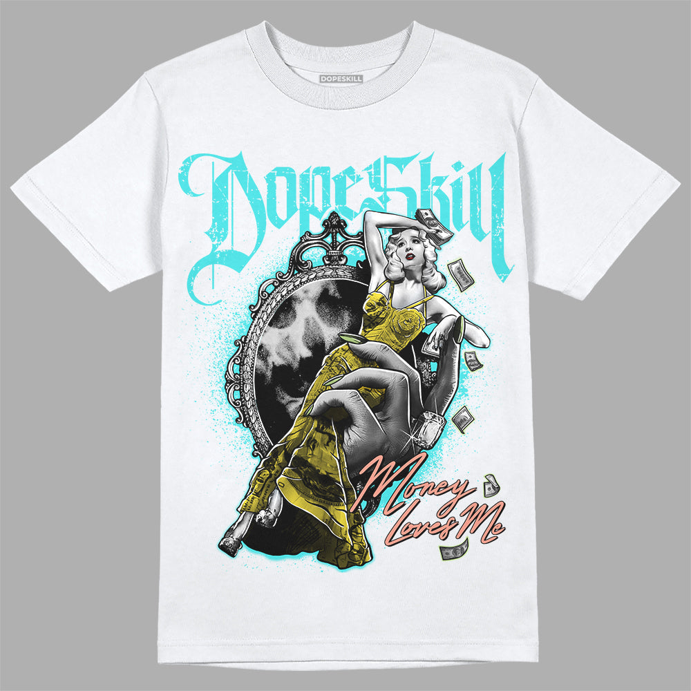 Cyan Burst 9060 DopeSkill T-Shirt Money Loves Me Graphic