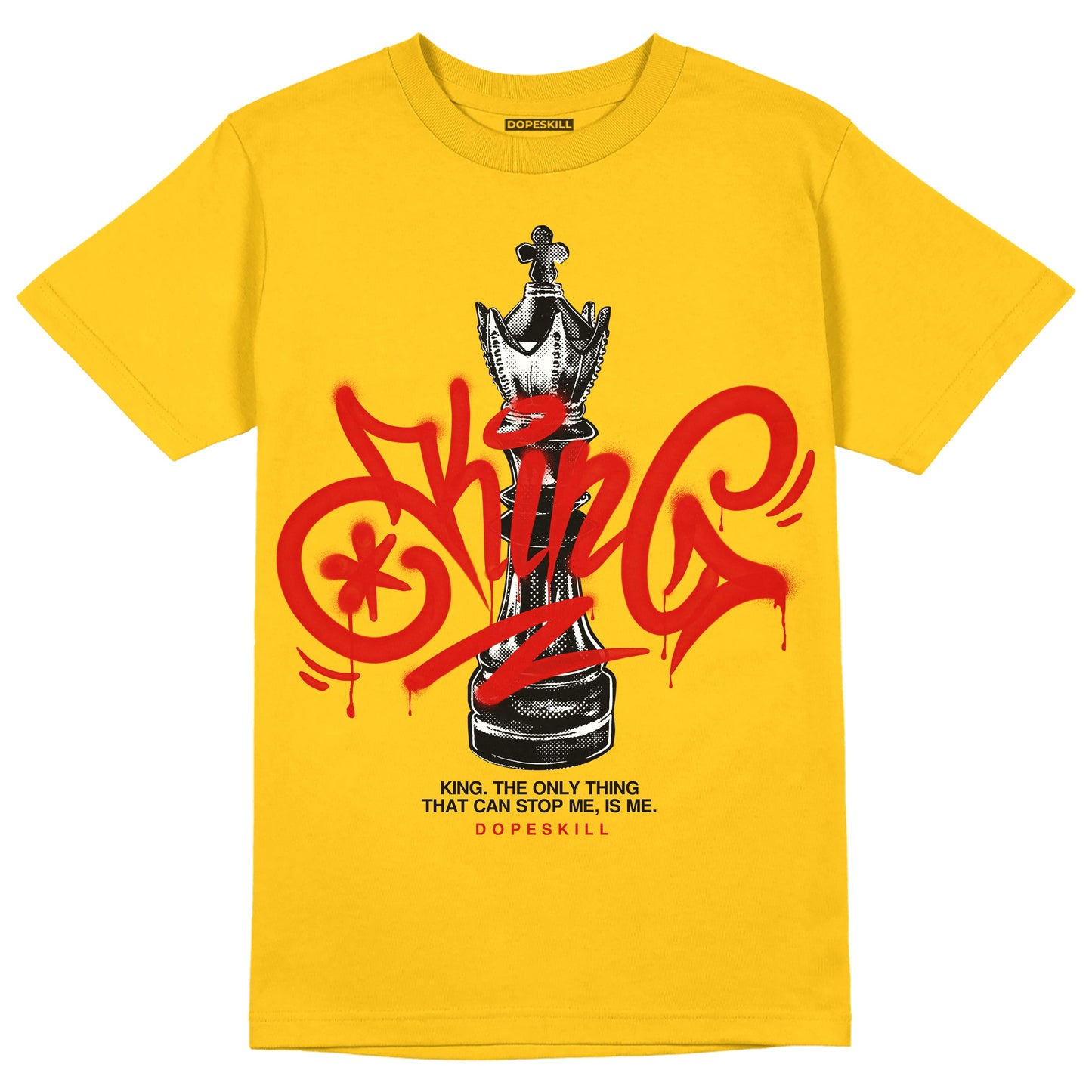 Yellow Collection DopeSkill Gold T-shirt King Chess Graphic