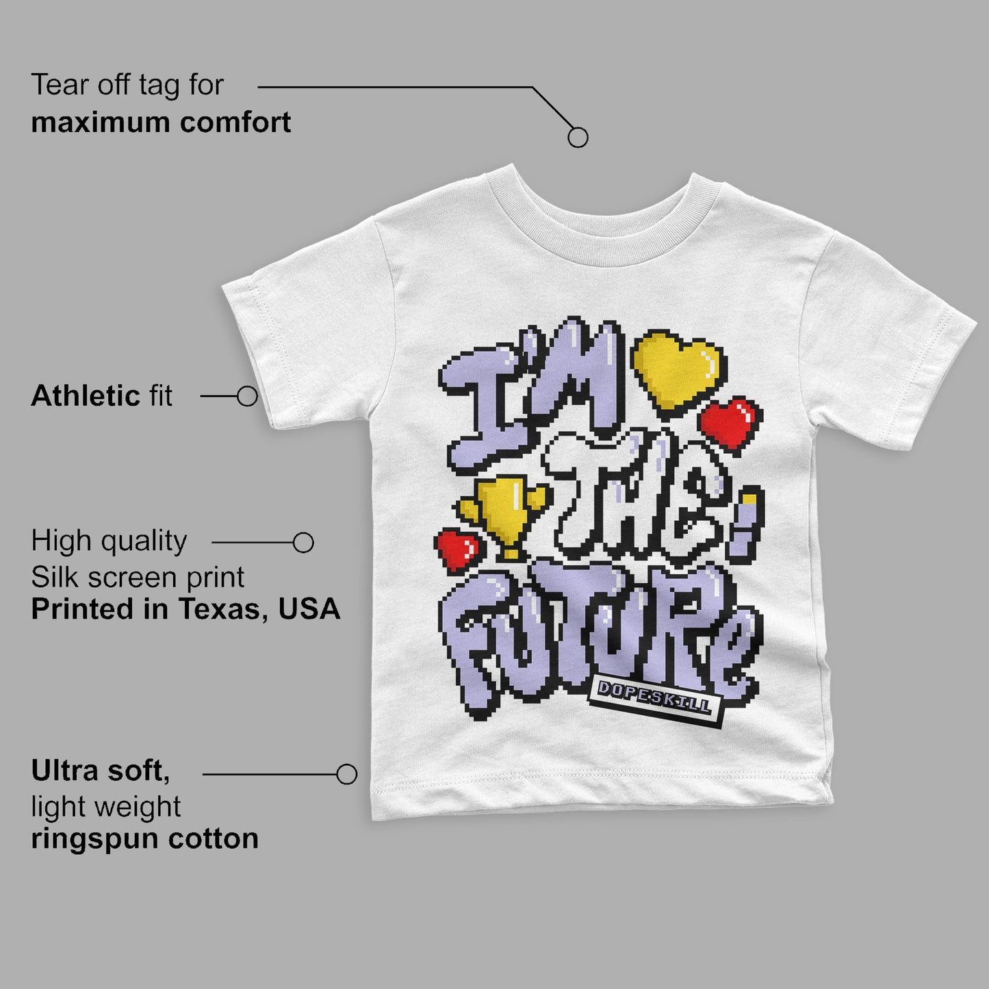 Pure Violet 11s Low DopeSkill Toddler Kids T-shirt I'm The Future Graphic