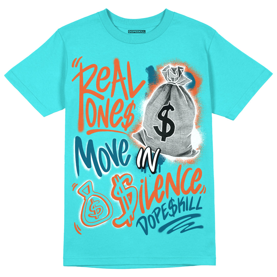 Dunk Dolphins DopeSkill Tahiti Blue T-shirt Real Ones Move In Silence Graphic
