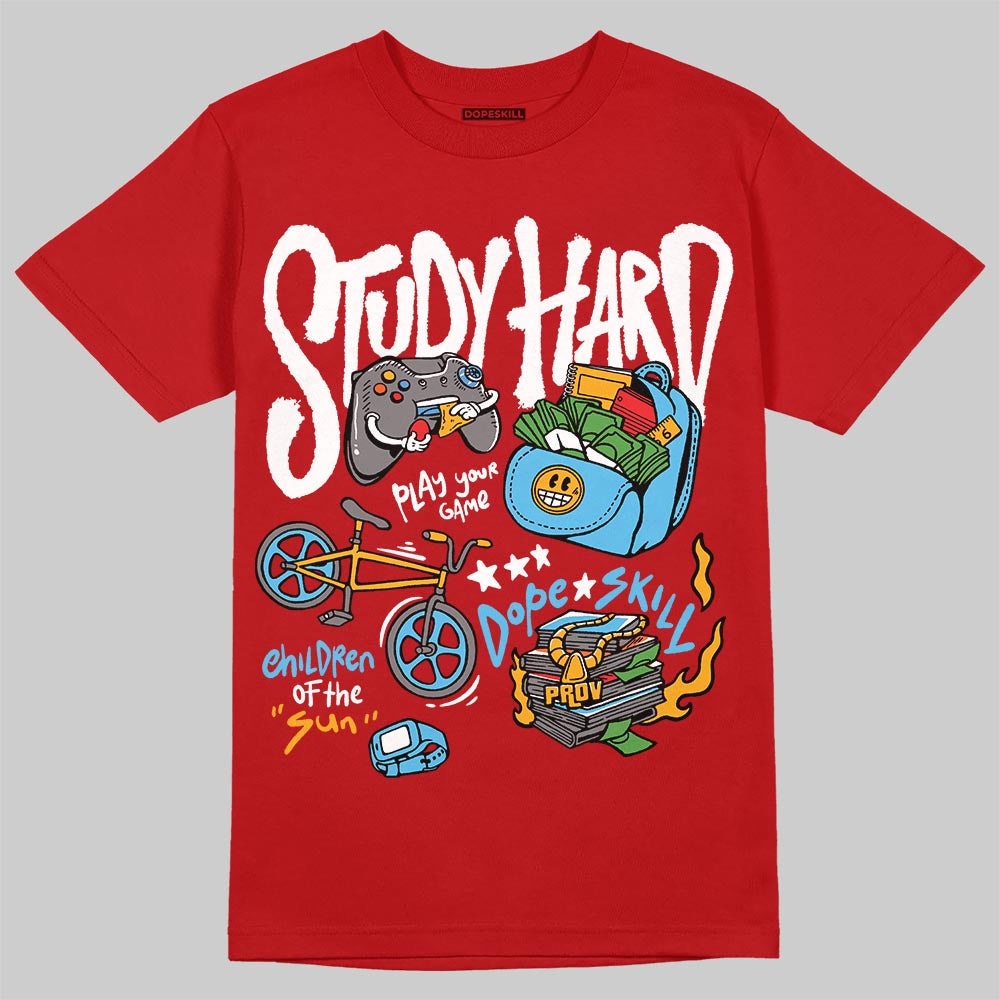 Red Collection DopeSkill T-Shirt Study Hard Graphic