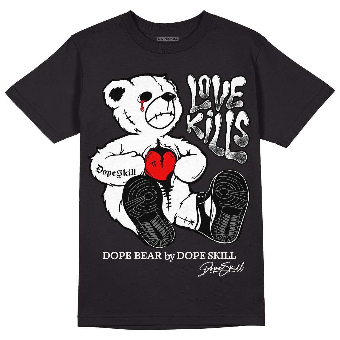 Dunk Low Panda White Black DopeSkill T-Shirt Love Kills Graphic