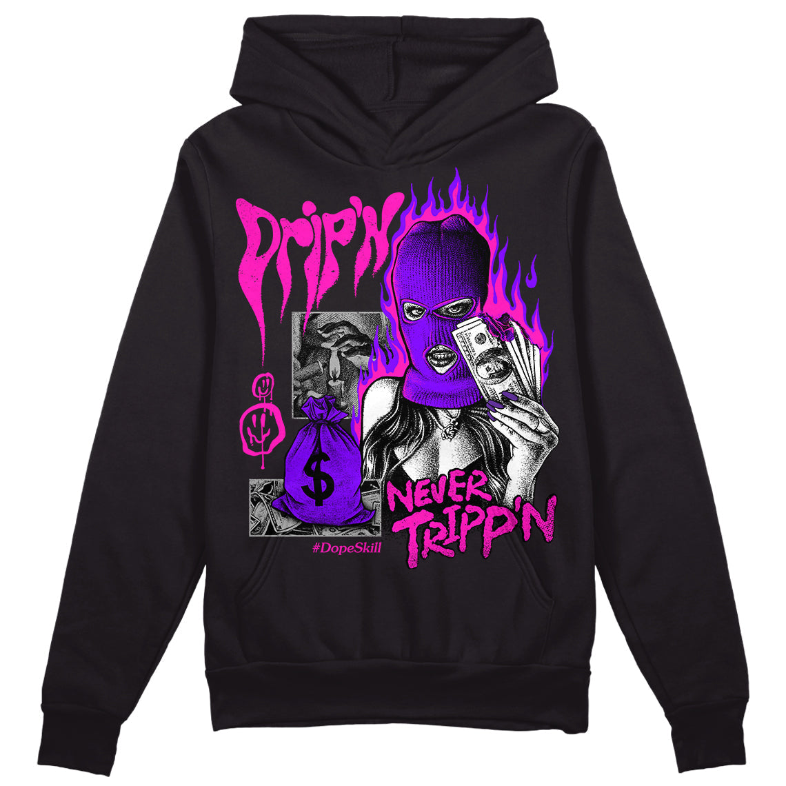 Dunk Active Fuchsia DopeSkill Hoodie Sweatshirt Drip'n Never Tripp'n Graphic