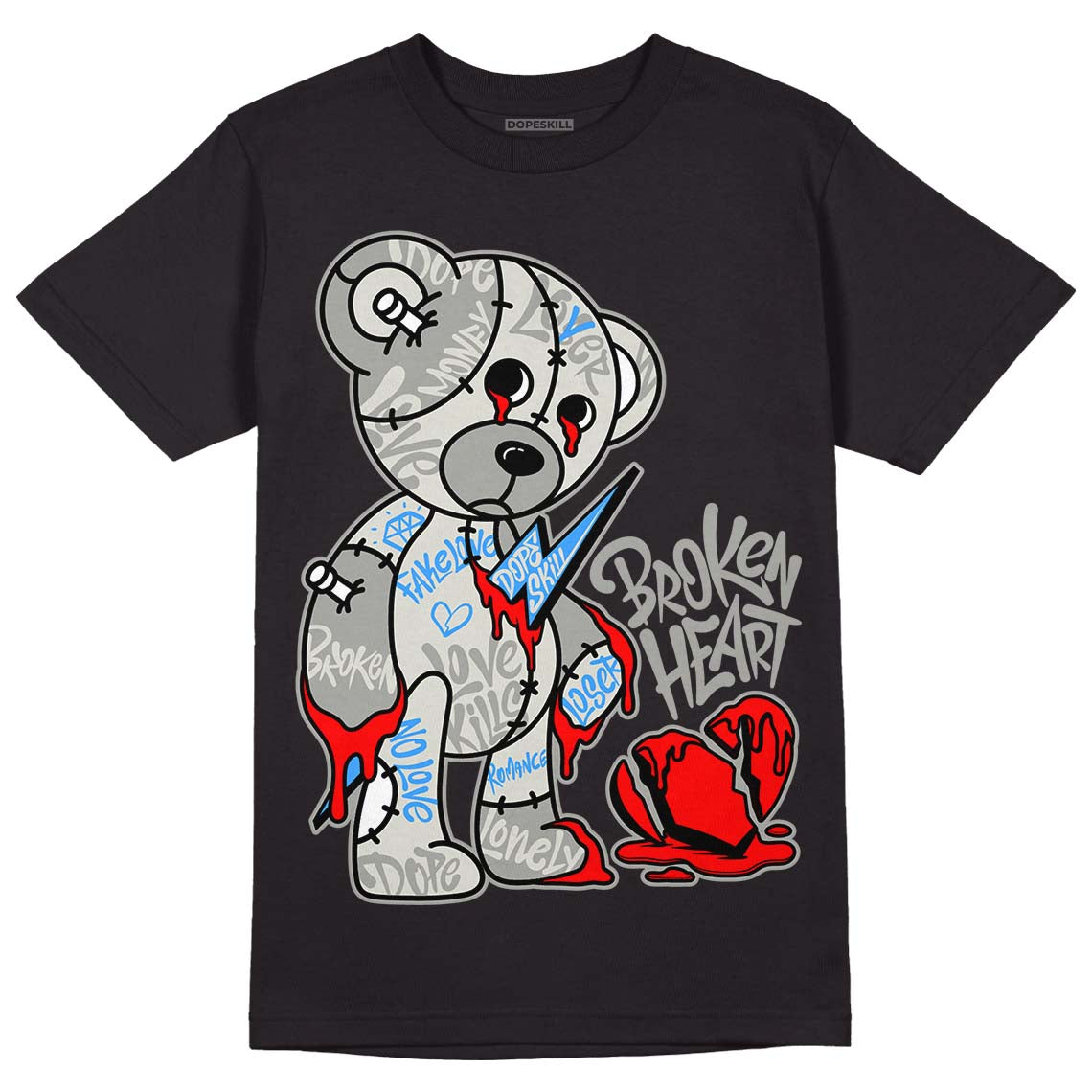 AJ 4 Military Black DopeSkill T-Shirt Broken Heart Graphic