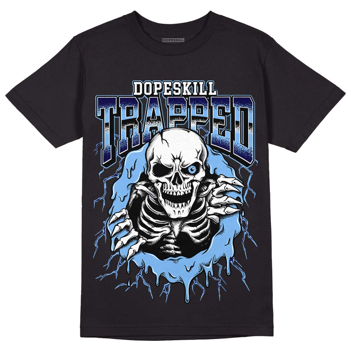 AJ 6 University Blue DopeSkill T-Shirt Trapped Halloween Graphic