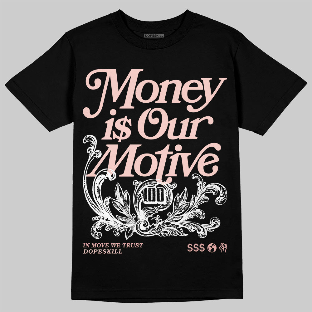 Leather Curb Glitter Pale Pink DopeSkill T-Shirt Money Is Our Motive Typo Graphic