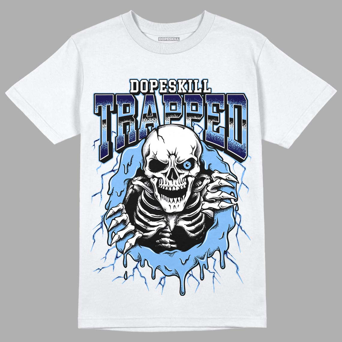 AJ 6 University Blue DopeSkill T-Shirt Trapped Halloween Graphic