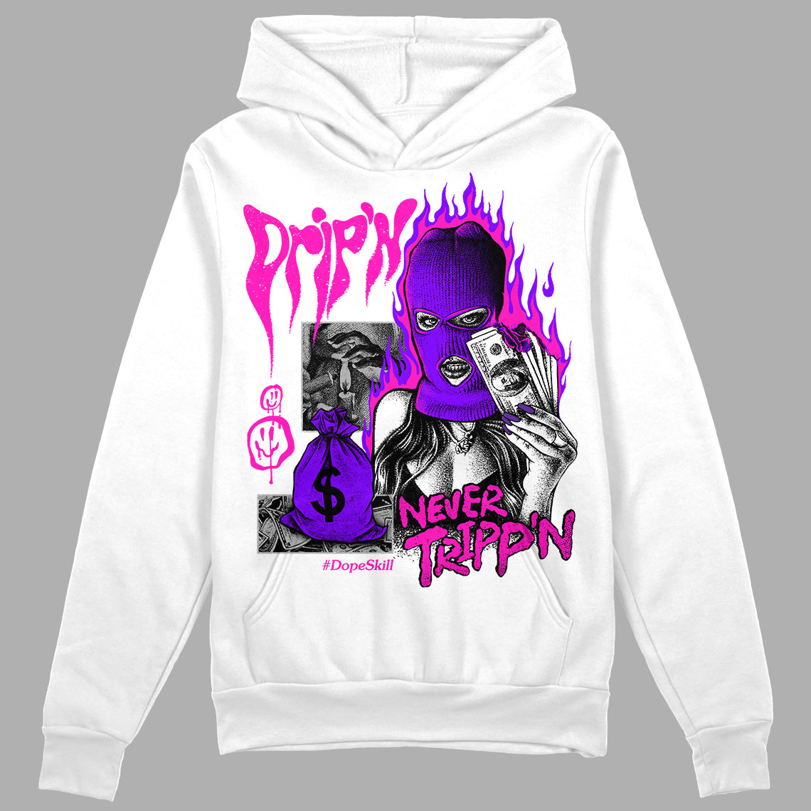 Dunk Active Fuchsia DopeSkill Hoodie Sweatshirt Drip'n Never Tripp'n Graphic