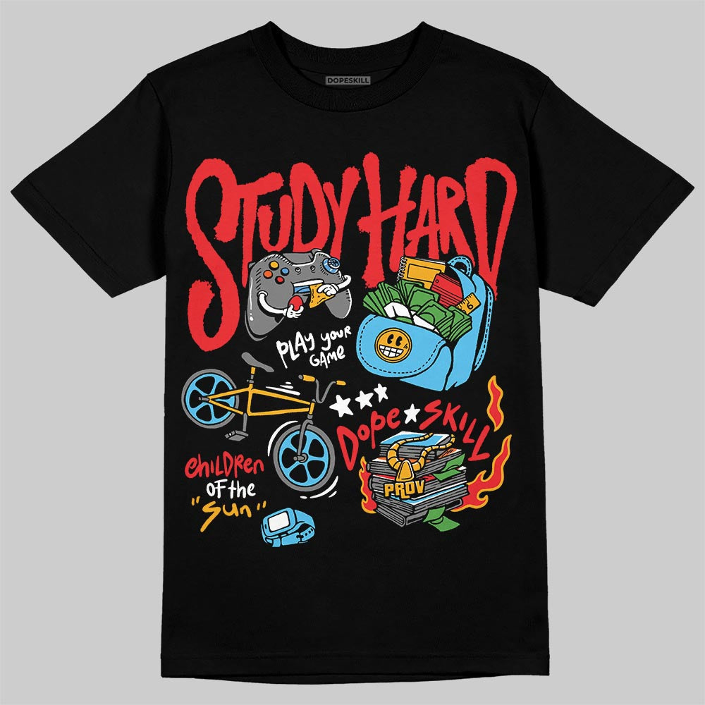 Red Collection DopeSkill T-Shirt Study Hard Graphic