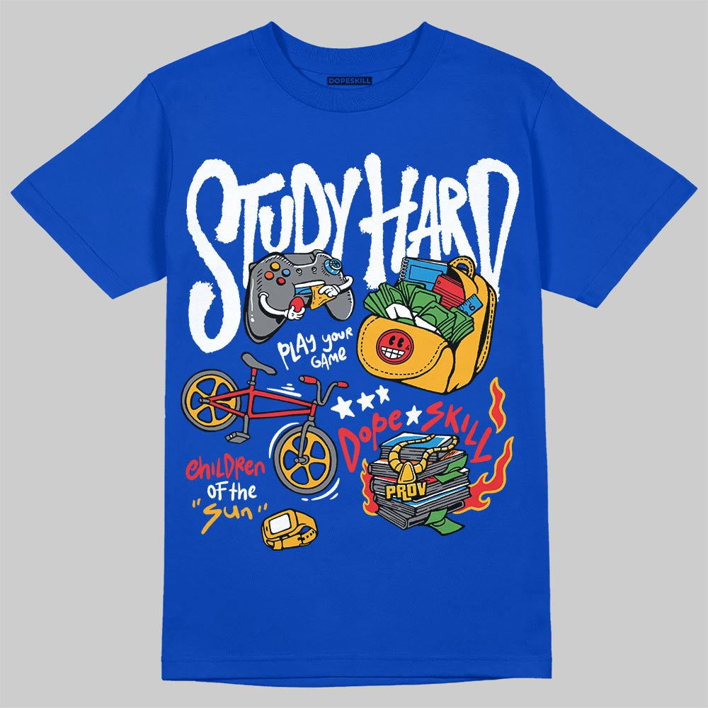 Royal Blue Collection DopeSkill T-Shirt Study Hard Graphic