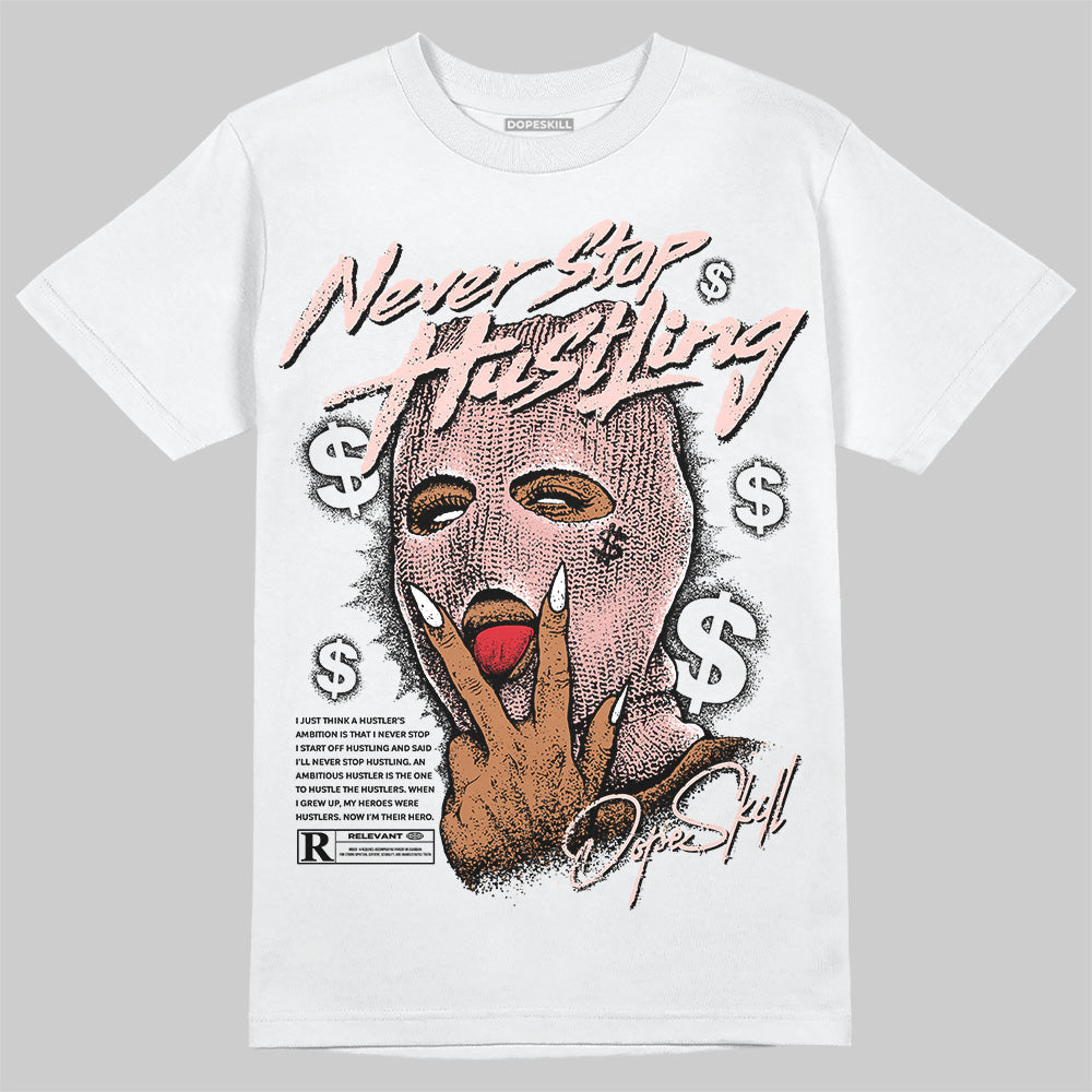 Leather Curb Glitter Pale Pink DopeSkill T-Shirt Never Stop Hustling Graphic