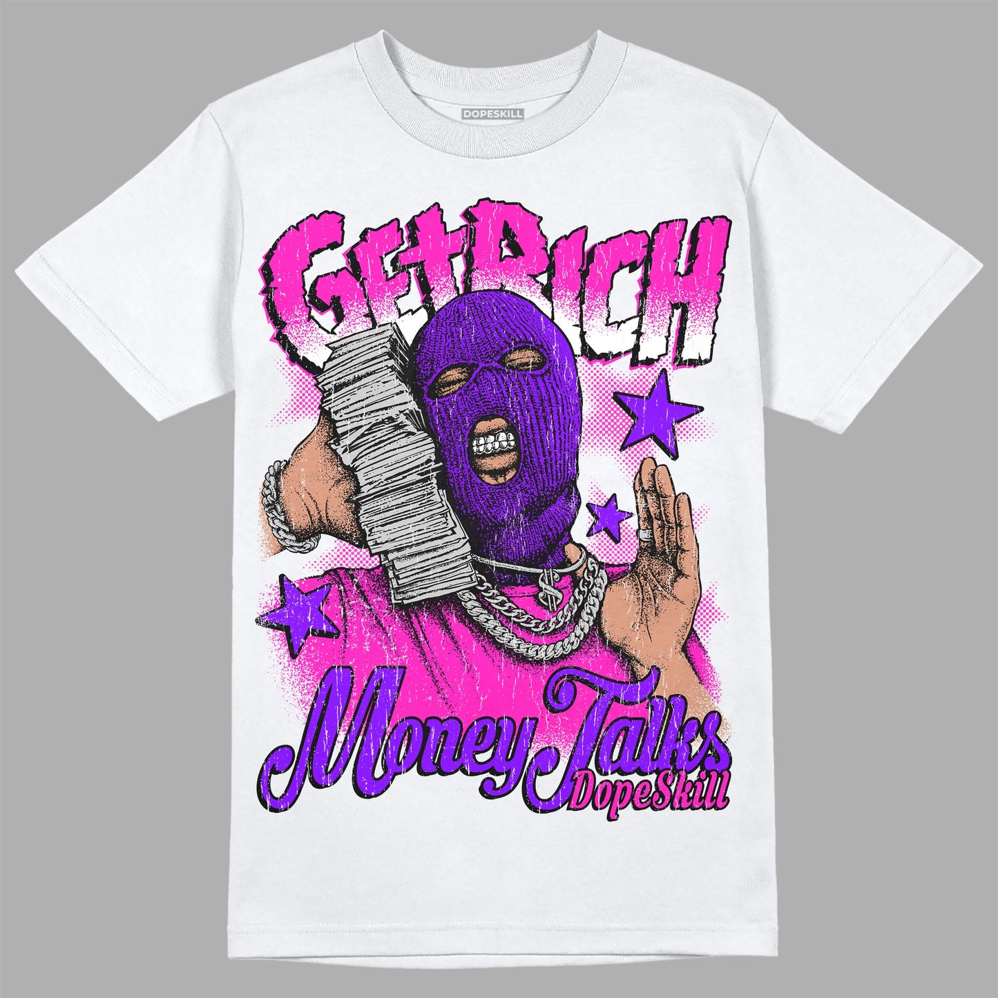 Dunk Low Active Fuchsia DopeSkill T-Shirt Get Rich Graphic
