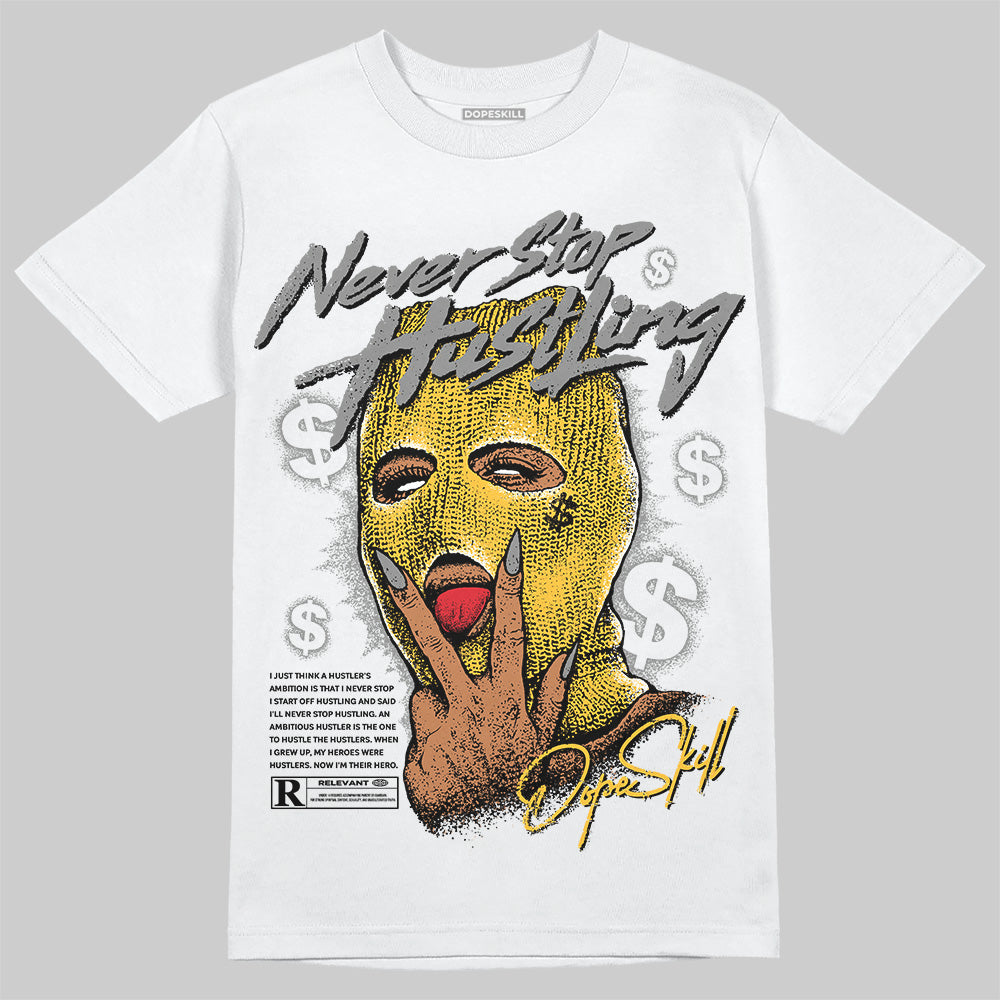 9060 Varsity Gold DopeSkill T-Shirt Never Stop Hustling Graphic