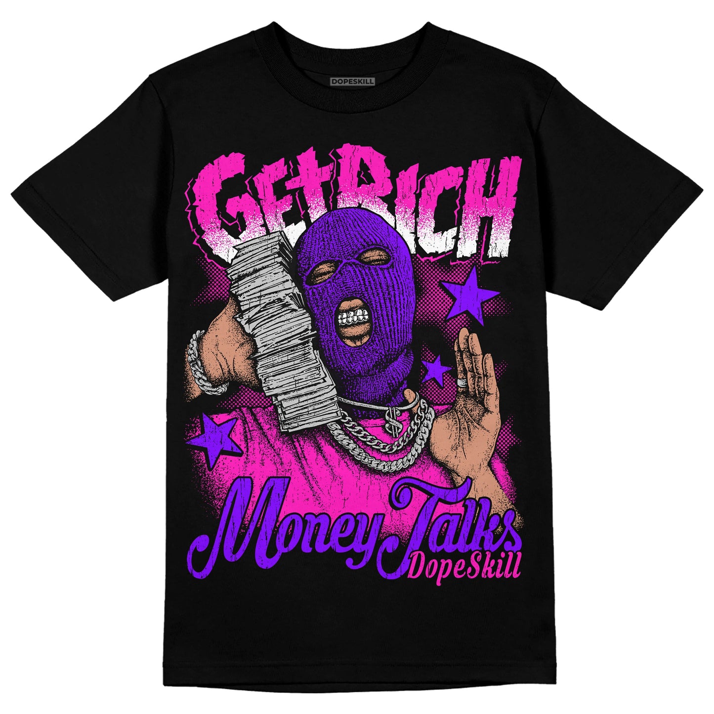 Dunk Low Active Fuchsia DopeSkill T-Shirt Get Rich Graphic