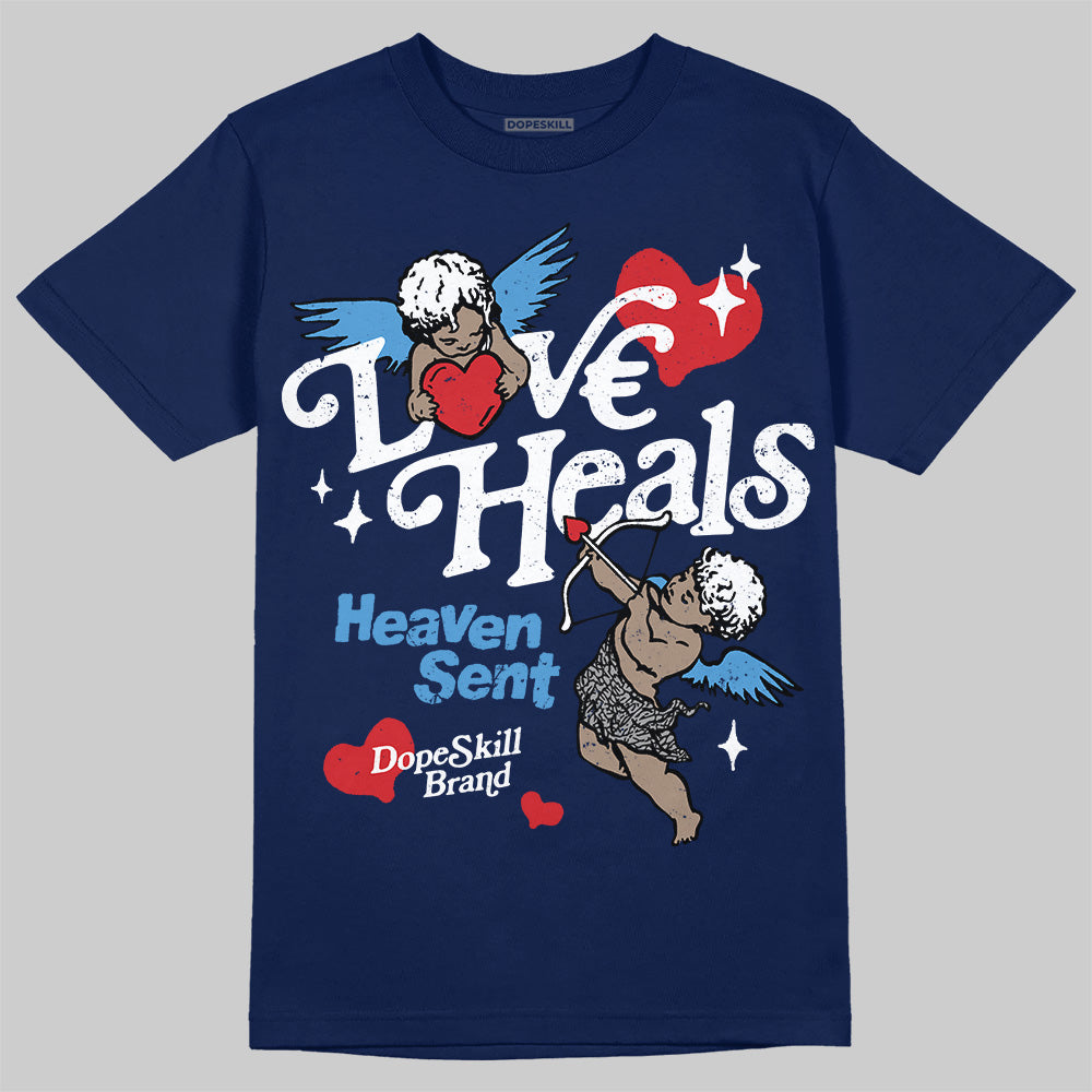 Midnight Navy 3s DopeSkill T-Shirt New Love Heals Graphic