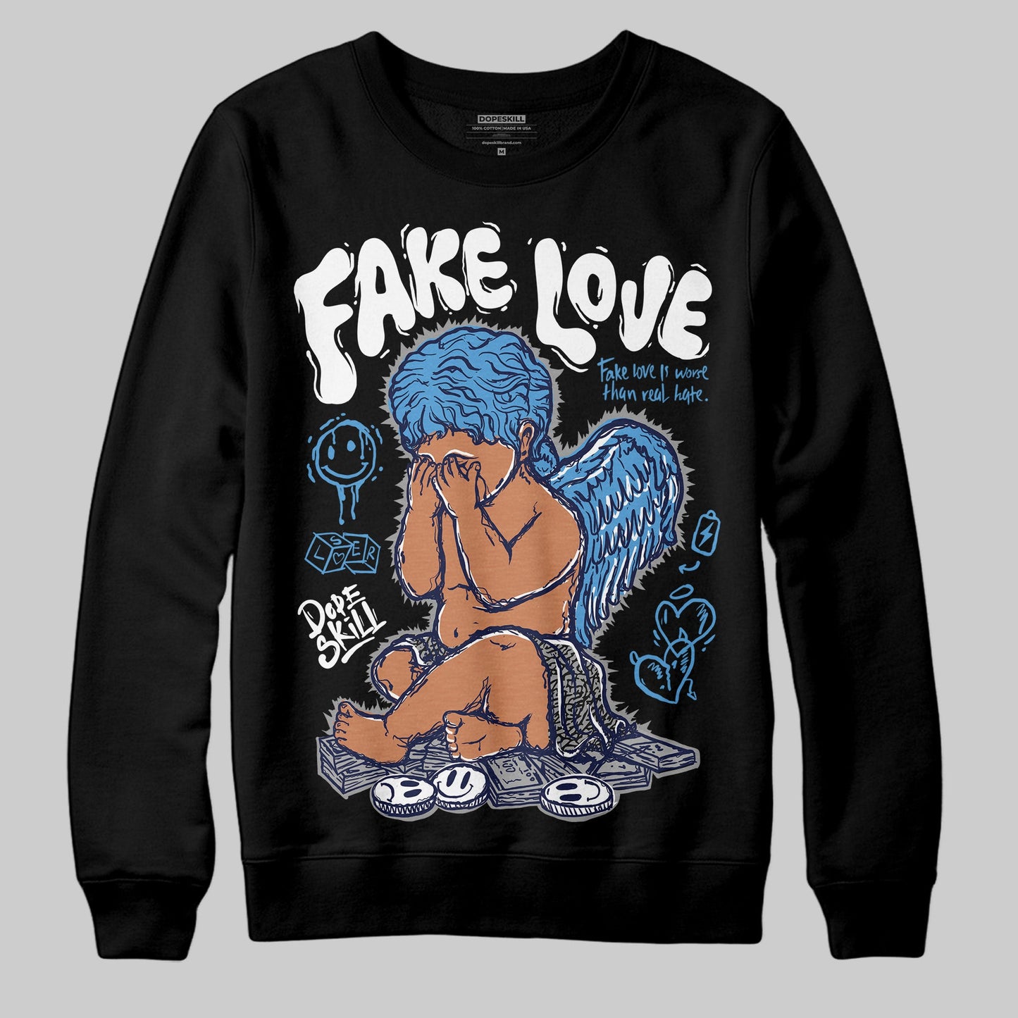 Midnight Navy 3s DopeSkill Sweatshirt False Love Graphic