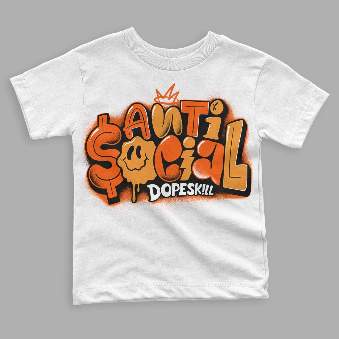 Brilliant Orange 12s DopeSkill Toddler Kids T-shirt Anti Social Graphic