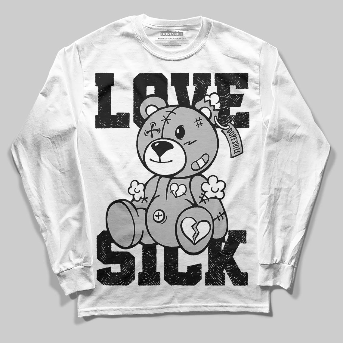 Black and White Collection DopeSkill Long Sleeve T-Shirt Love Sick Graphic
