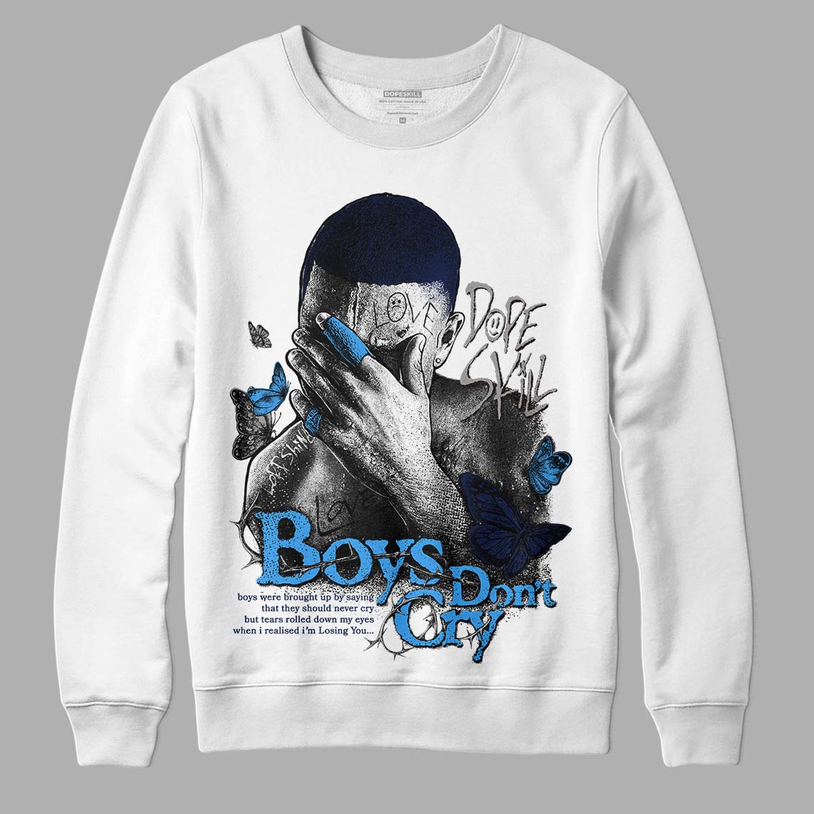 Midnight Navy 3s DopeSkill Sweatshirt Boys Don't Cry Graphic