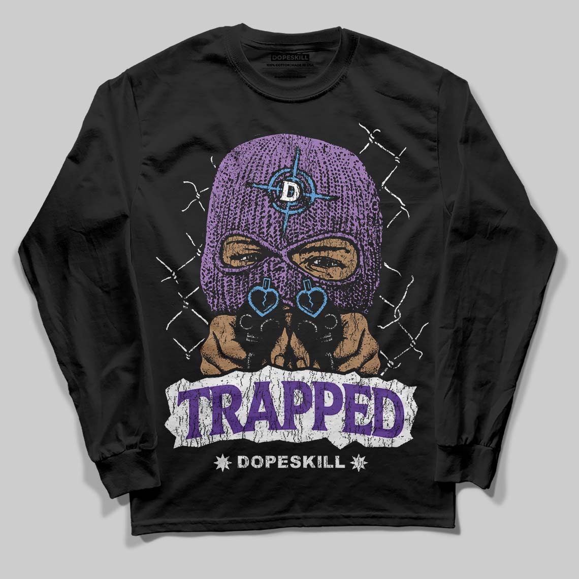 PURPLE Collection DopeSkill Long Sleeve T-Shirt New Trapped Graphic