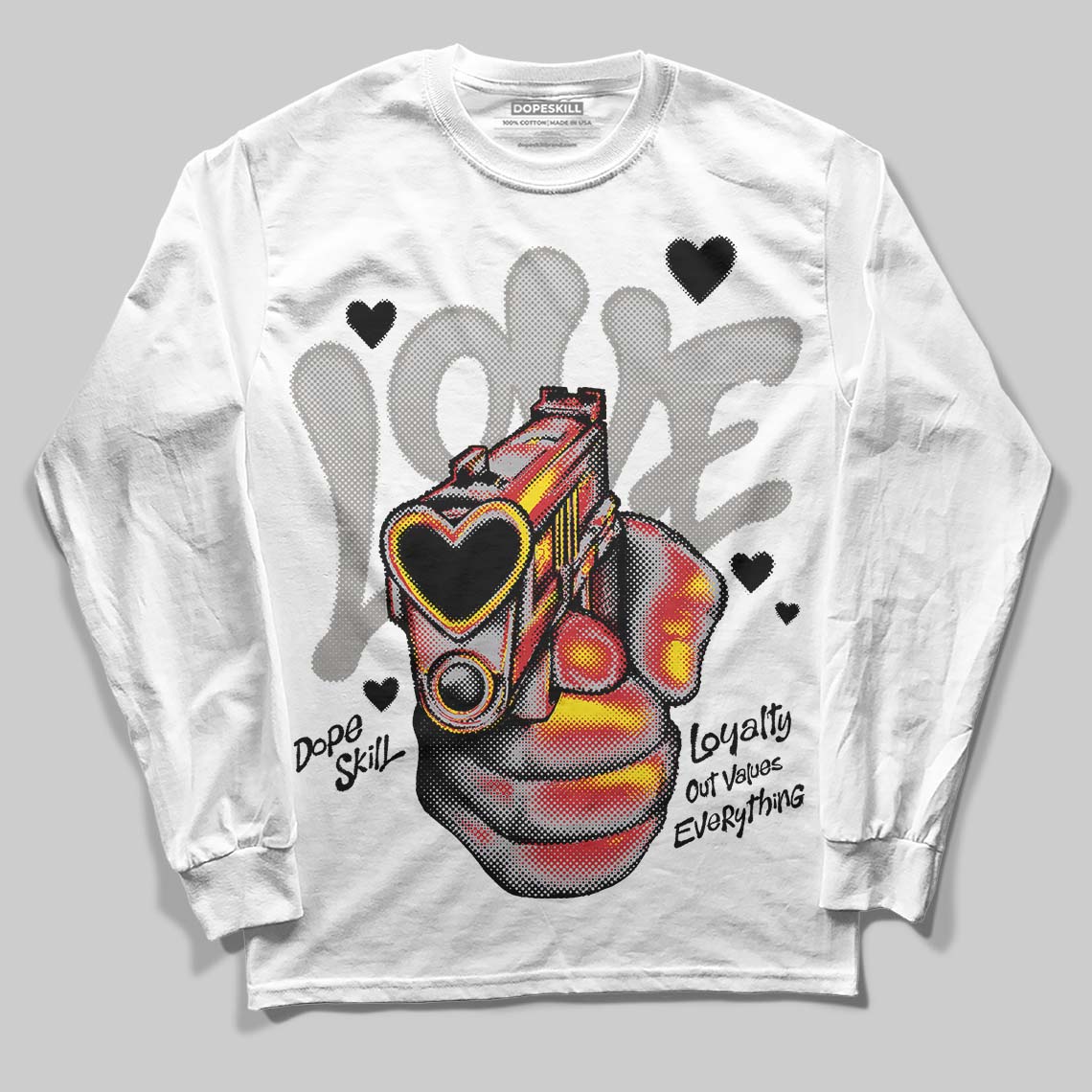 White Cement 4s DopeSkill Long Sleeve T-Shirt Love Shot Graphic