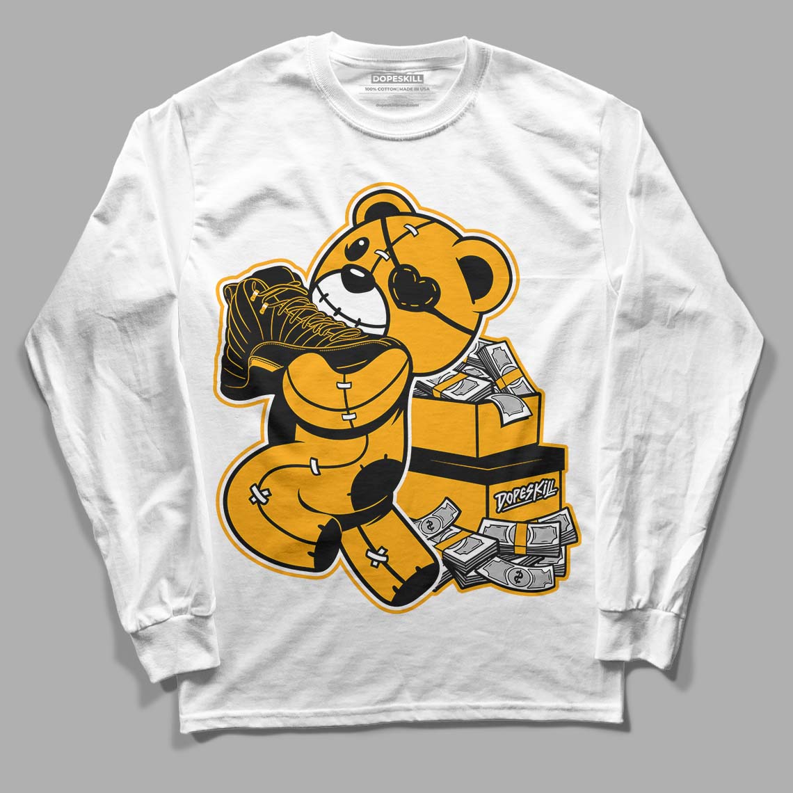 Black Taxi 12s DopeSkill Long Sleeve T-Shirt Bear Steals Sneaker Graphic