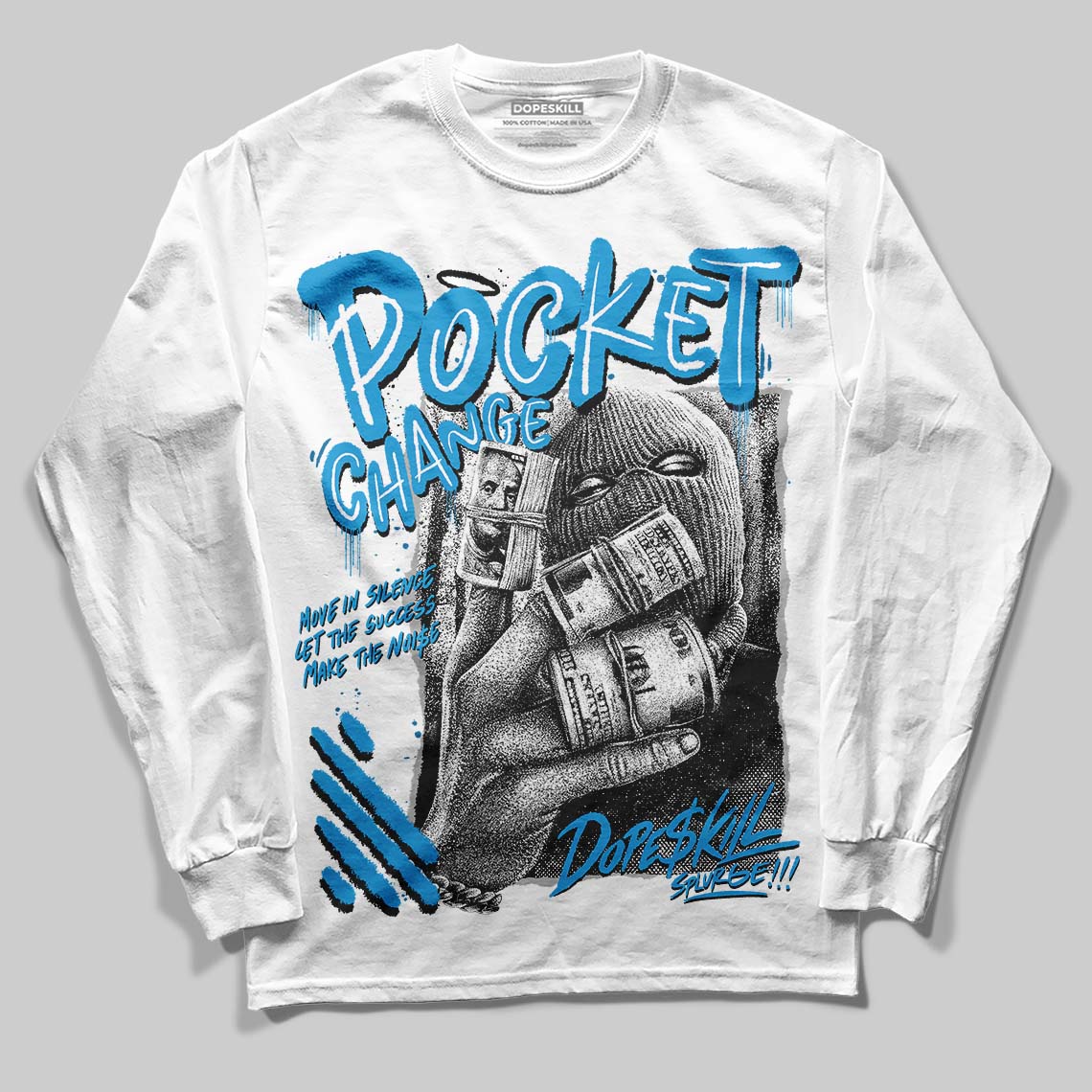 Military Blue 4s DopeSkill Long Sleeve T-Shirt Pocket Change Graphic