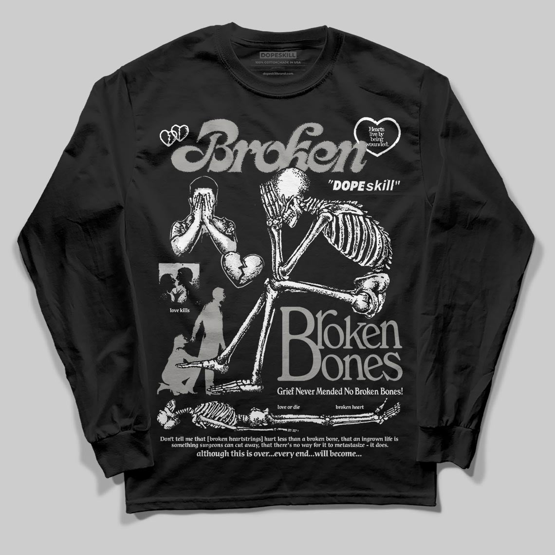 Pure Money 3s DopeSkill Long Sleeve T-Shirt Broken Bones Graphic