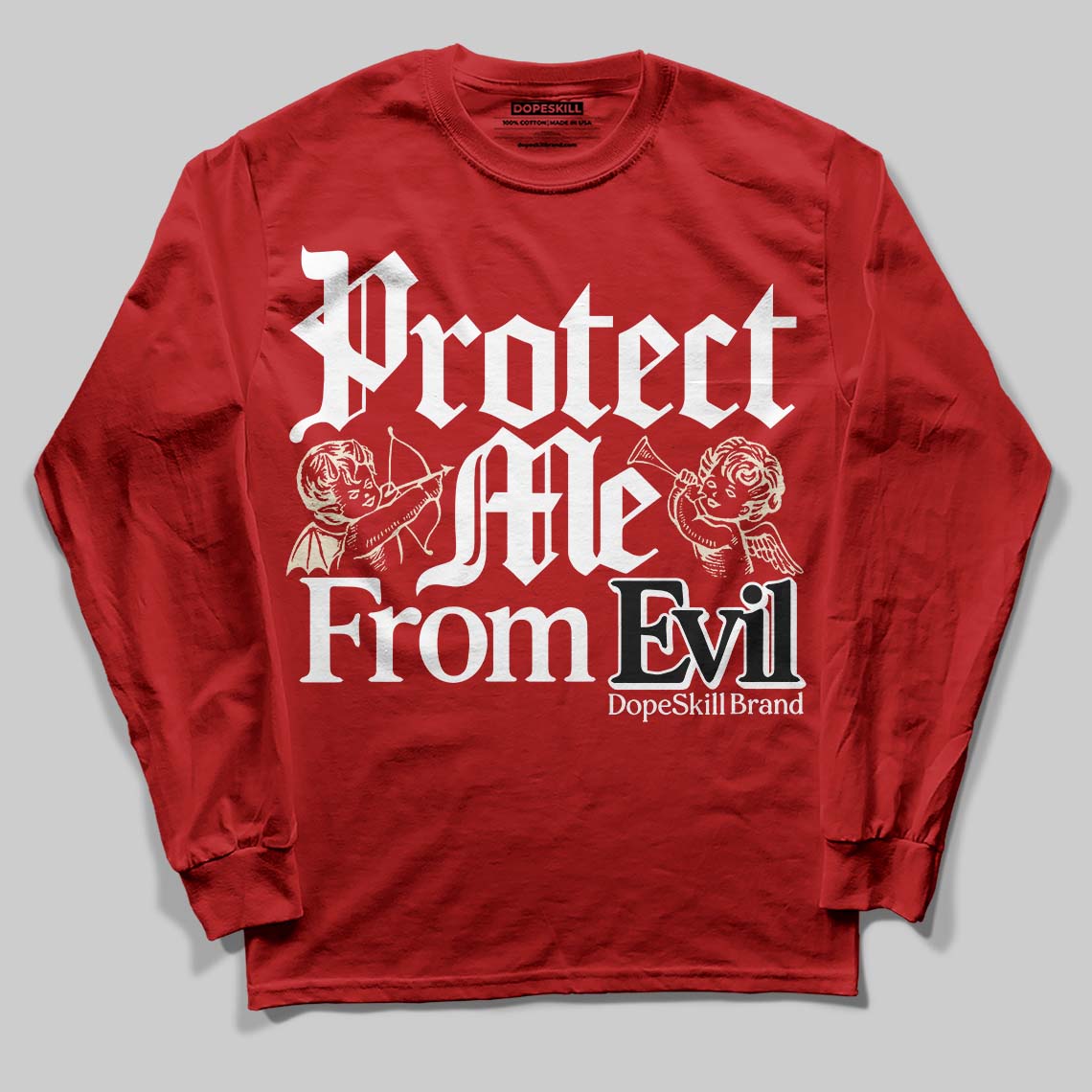 Brick By Brick 4s DopeSkill Long Sleeve T-Shirt Protect Me From Evil Graphic