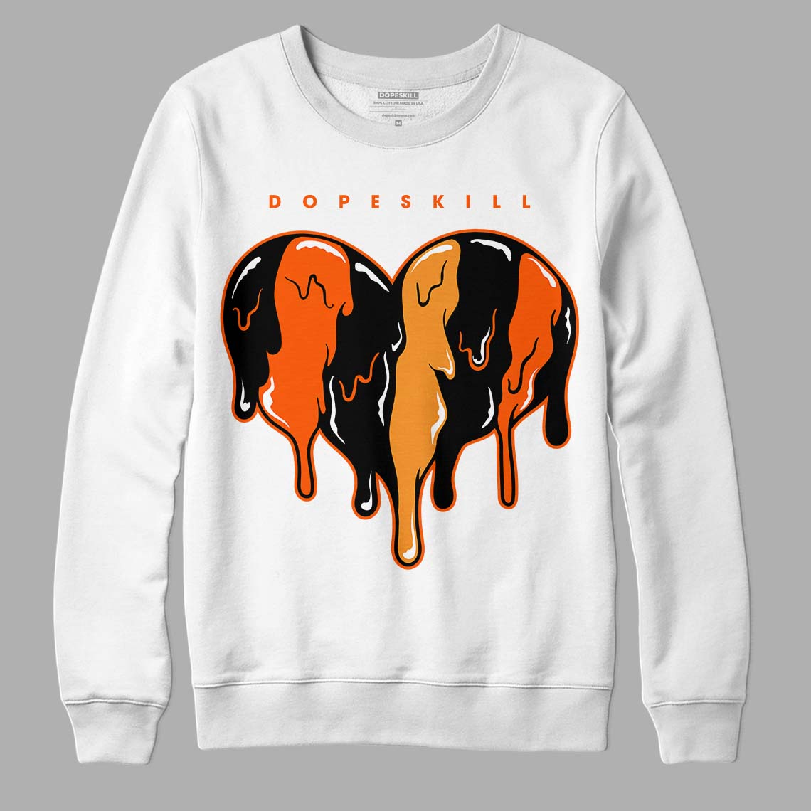 Brilliant Orange 12s DopeSkill Sweatshirt Slime Drip Heart Graphic