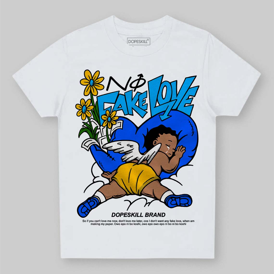 Royal Blue Collection DopeSkill Toddler Kids T-shirt No Fake Love Graphic