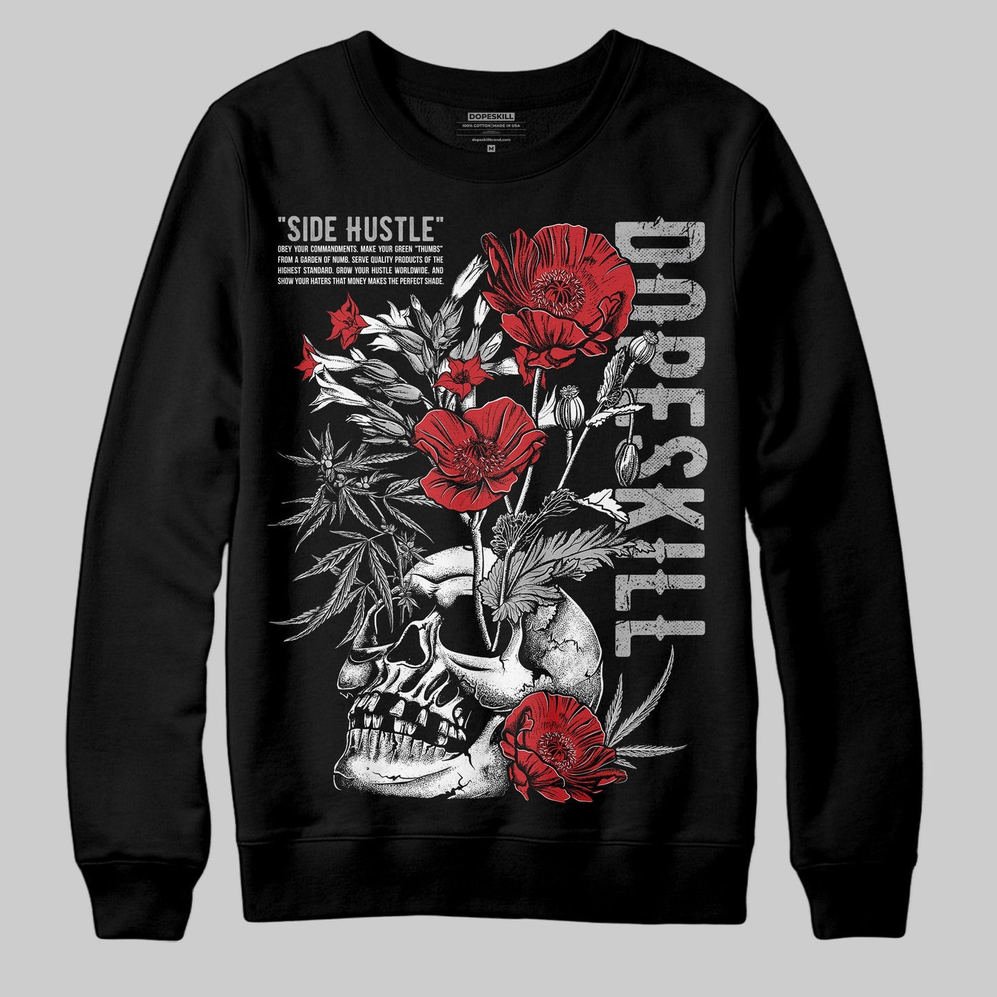 Black Cement 3s DopeSkill Sweatshirt Side Hustle Graphic