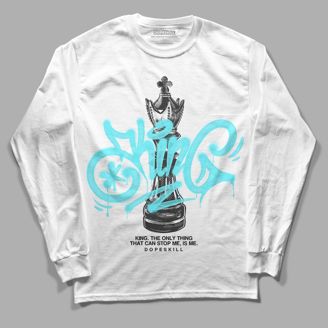 Aqua 5s DopeSkill Long Sleeve T-Shirt King Chess Graphic