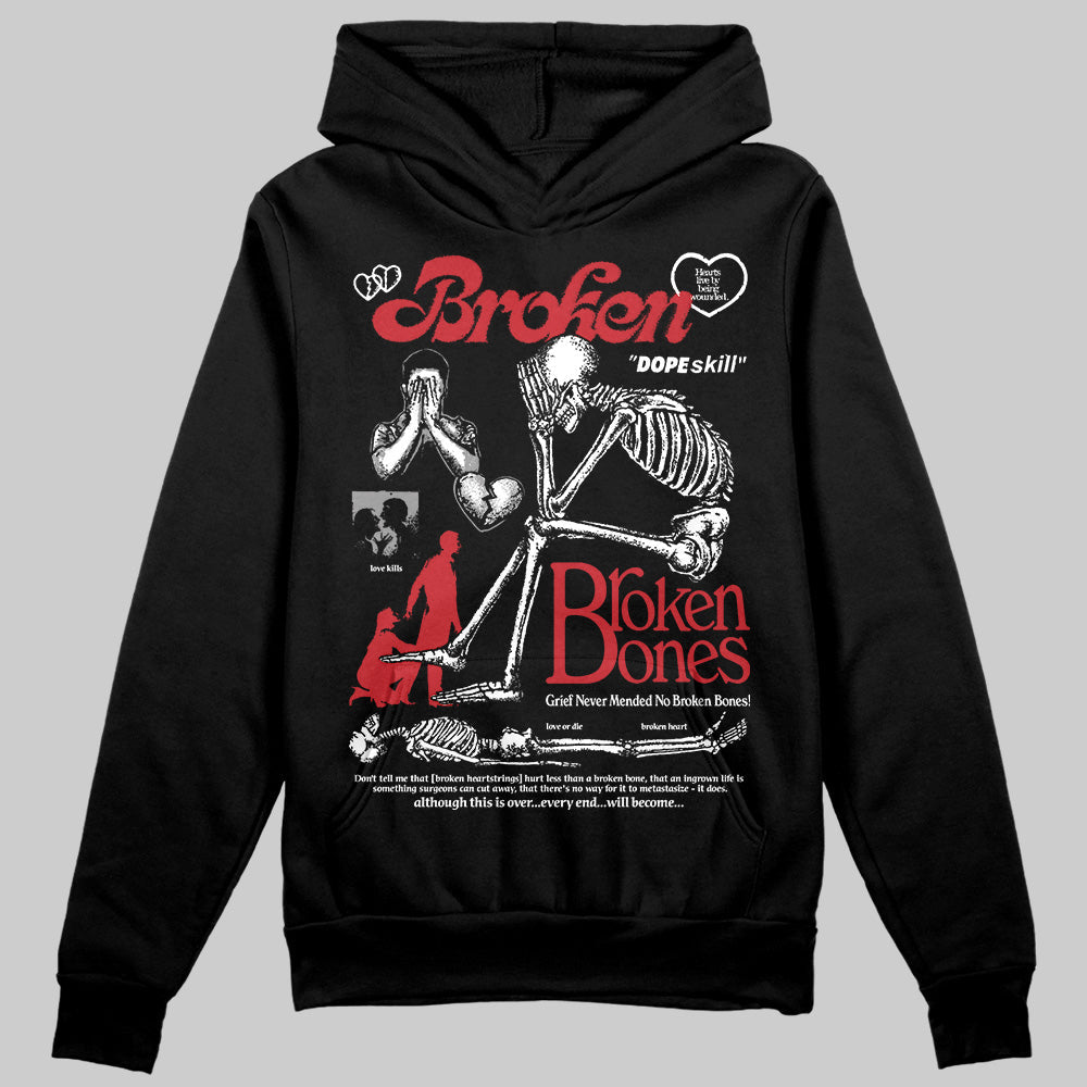Bred Velvet 11s DopeSkill Hoodie Sweatshirt Broken Bones Graphic