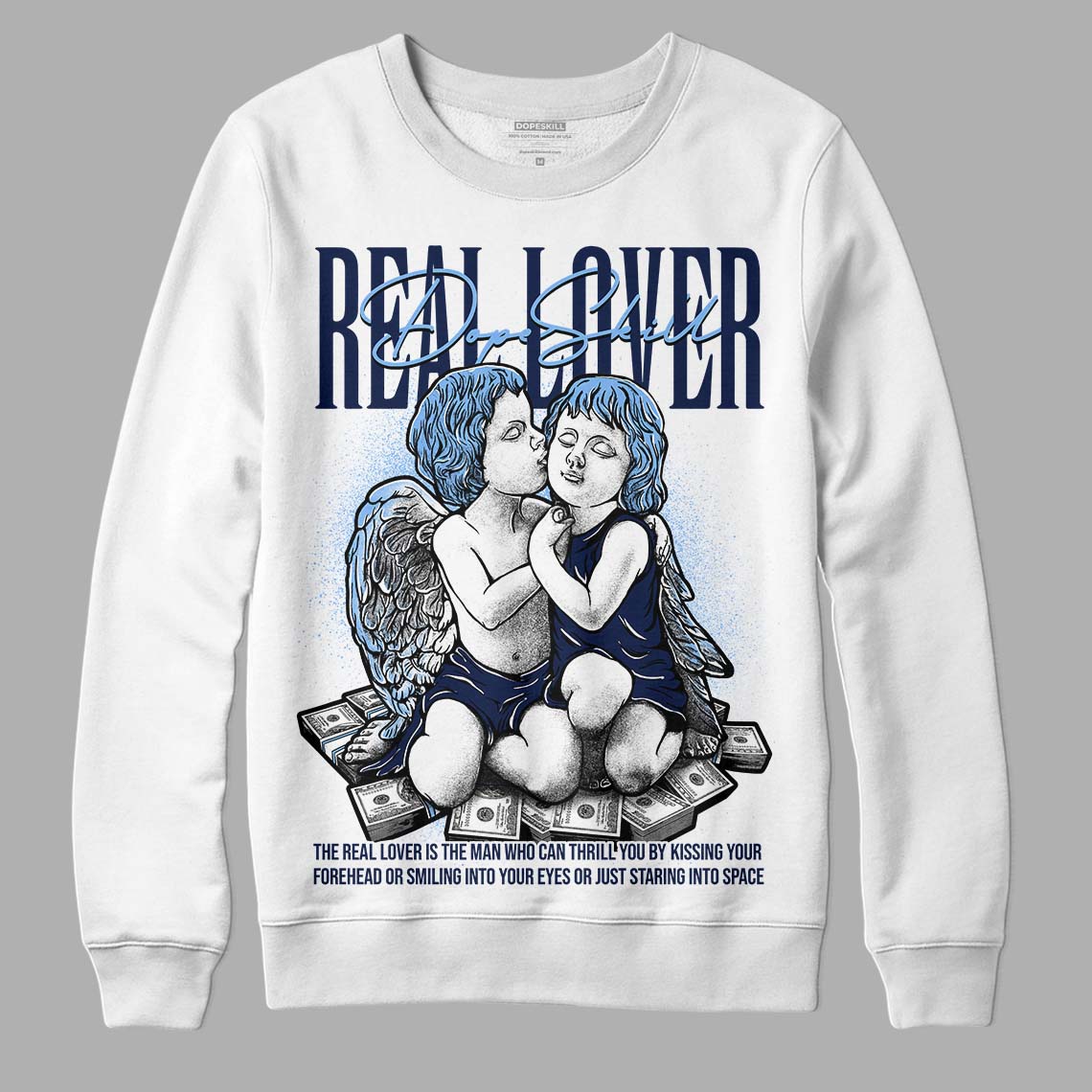 Midnight Navy 5s DopeSkill Sweatshirt Real Lover Graphic