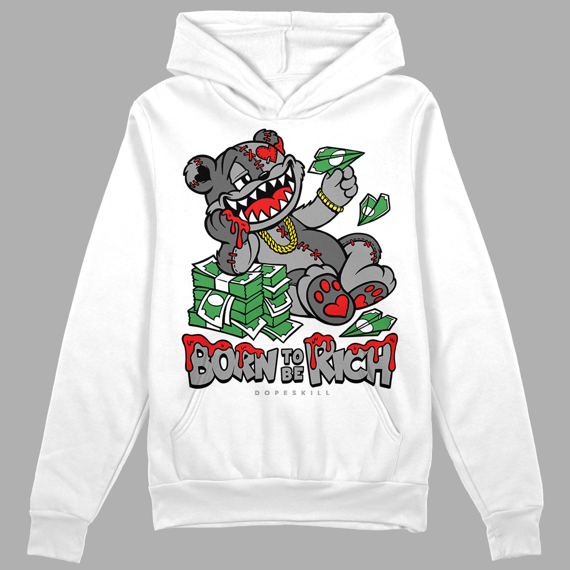 Grey Collection DopeSkill Hoodie Sweatshirt Born To Be Rich Graphic